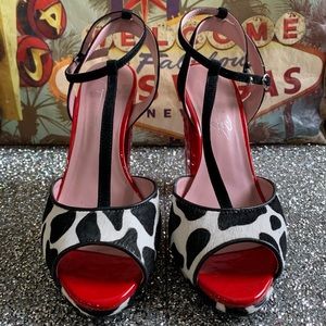 SHOES OF PREY CALF HAIR PLATFORMS